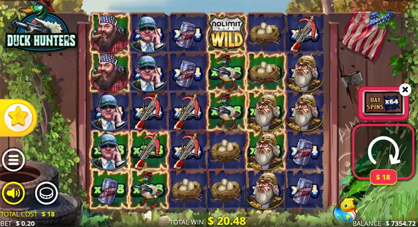 бонусная игра в слоте duck hunters nolimit city